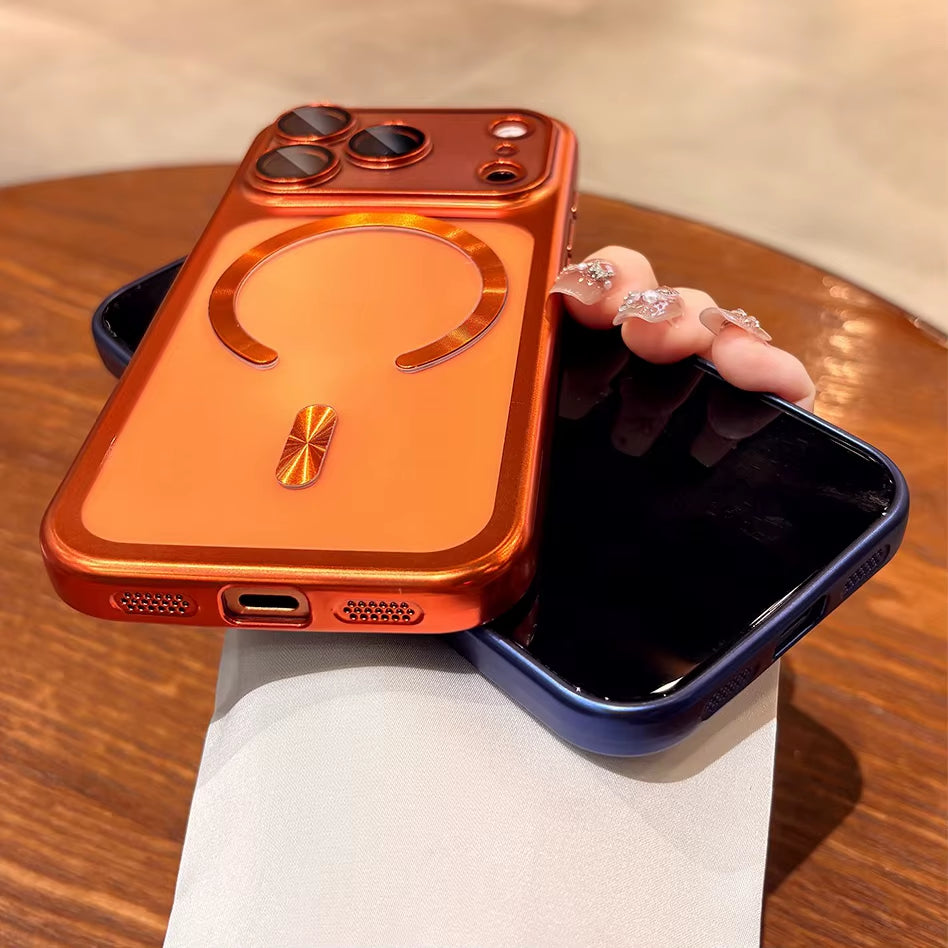 For Iphone17 Luxury Transparent Plating for Magsafe Case for Iphone 17 Pro Max 17Pro Air Original Soft TPU Lens Protector Cover