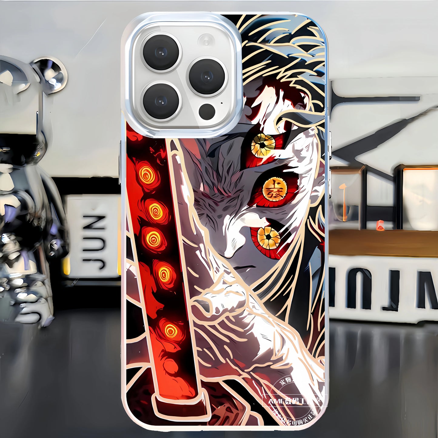 The second-dimensional mobile phone case, the blade of ghost destruction, gathers the national edge, a black death, and the nest seat is suitable for iphone16 Apple.