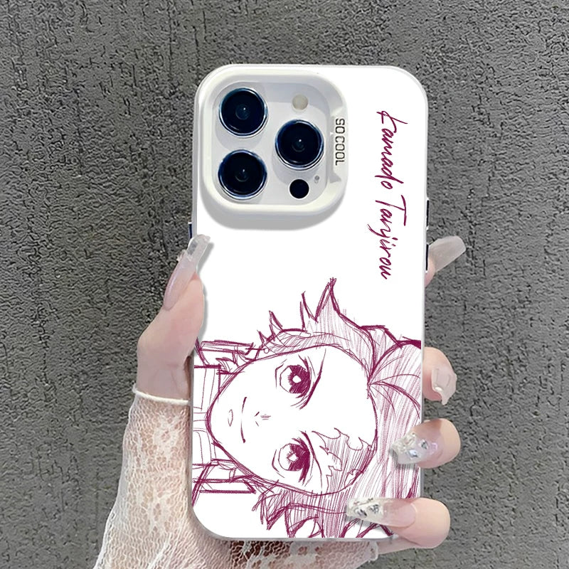 Line Ghost Destroyer Blade Applicable to Apple 17promax mobile phone case iphone16pro Tanjiro 15plus animation 14 second dimension 13mini peripheral 12 new 11 male x/8/xr/xs/7