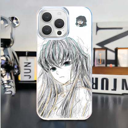 The second-dimensional mobile phone case, the blade of ghost destruction, gathers the national edge, a black death, and the nest seat is suitable for iphone16 Apple.