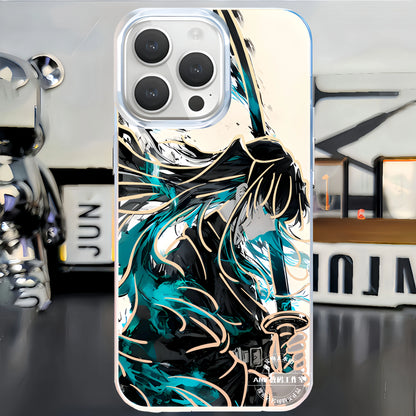 The second-dimensional mobile phone case, the blade of ghost destruction, gathers the national edge, a black death, and the nest seat is suitable for iphone16 Apple.