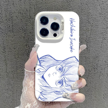 Line Ghost Destroyer Blade Applicable to Apple 17promax mobile phone case iphone16pro Tanjiro 15plus animation 14 second dimension 13mini peripheral 12 new 11 male x/8/xr/xs/7