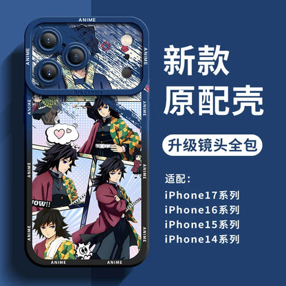 Applicable to Apple 17Pro mobile phone case All-inclusive anti-drop iPhone17Promax Ghost Extermination Blade Nine Pillars 17air Cartoon Animation Protective Case 16 Silicone will not hit the case 15 Boys' new 14