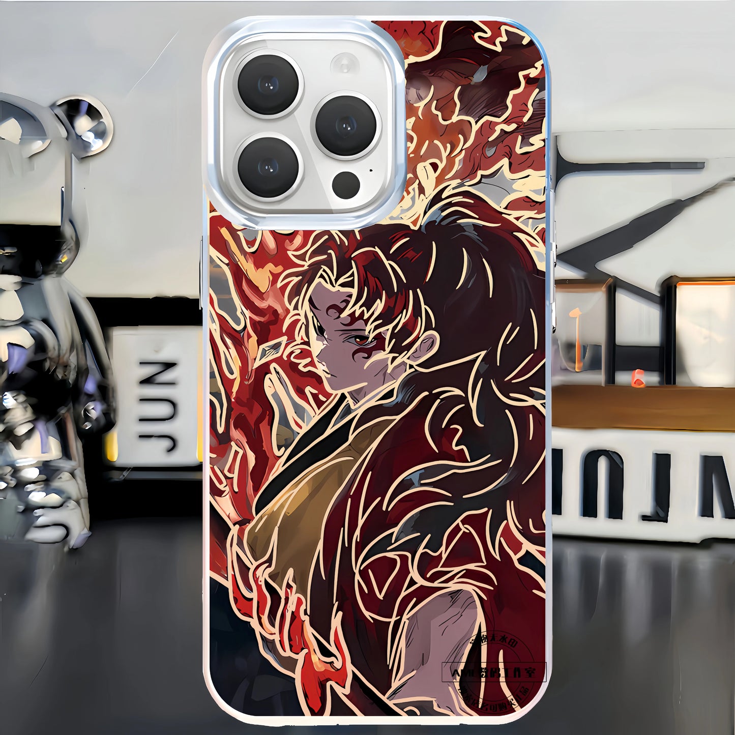 The second-dimensional mobile phone case, the blade of ghost destruction, gathers the national edge, a black death, and the nest seat is suitable for iphone16 Apple.