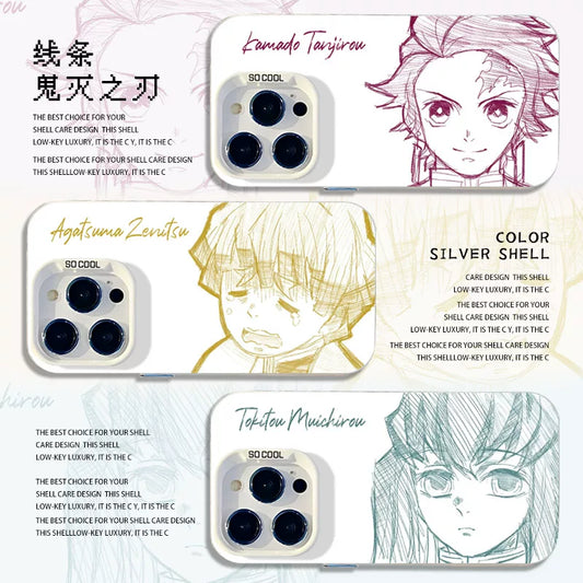 Line Ghost Destroyer Blade Applicable to Apple 17promax mobile phone case iphone16pro Tanjiro 15plus animation 14 second dimension 13mini peripheral 12 new 11 male x/8/xr/xs/7