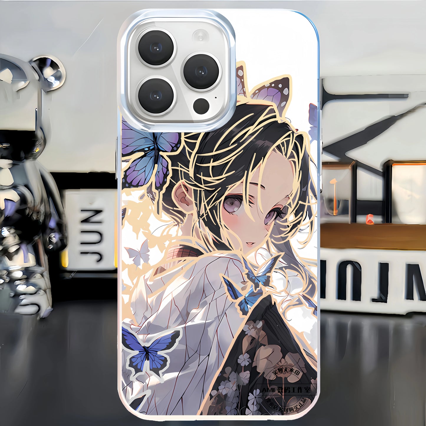 The second-dimensional mobile phone case, the blade of ghost destruction, gathers the national edge, a black death, and the nest seat is suitable for iphone16 Apple.