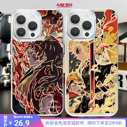 The second-dimensional mobile phone case, the blade of ghost destruction, gathers the national edge, a black death, and the nest seat is suitable for iphone16 Apple.