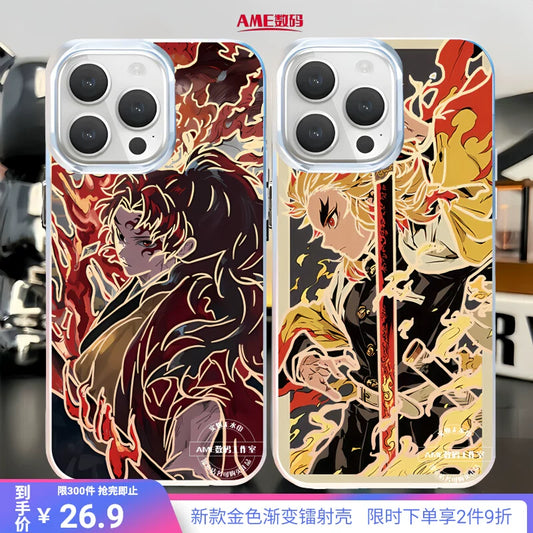 The second-dimensional mobile phone case, the blade of ghost destruction, gathers the national edge, a black death, and the nest seat is suitable for iphone16 Apple.