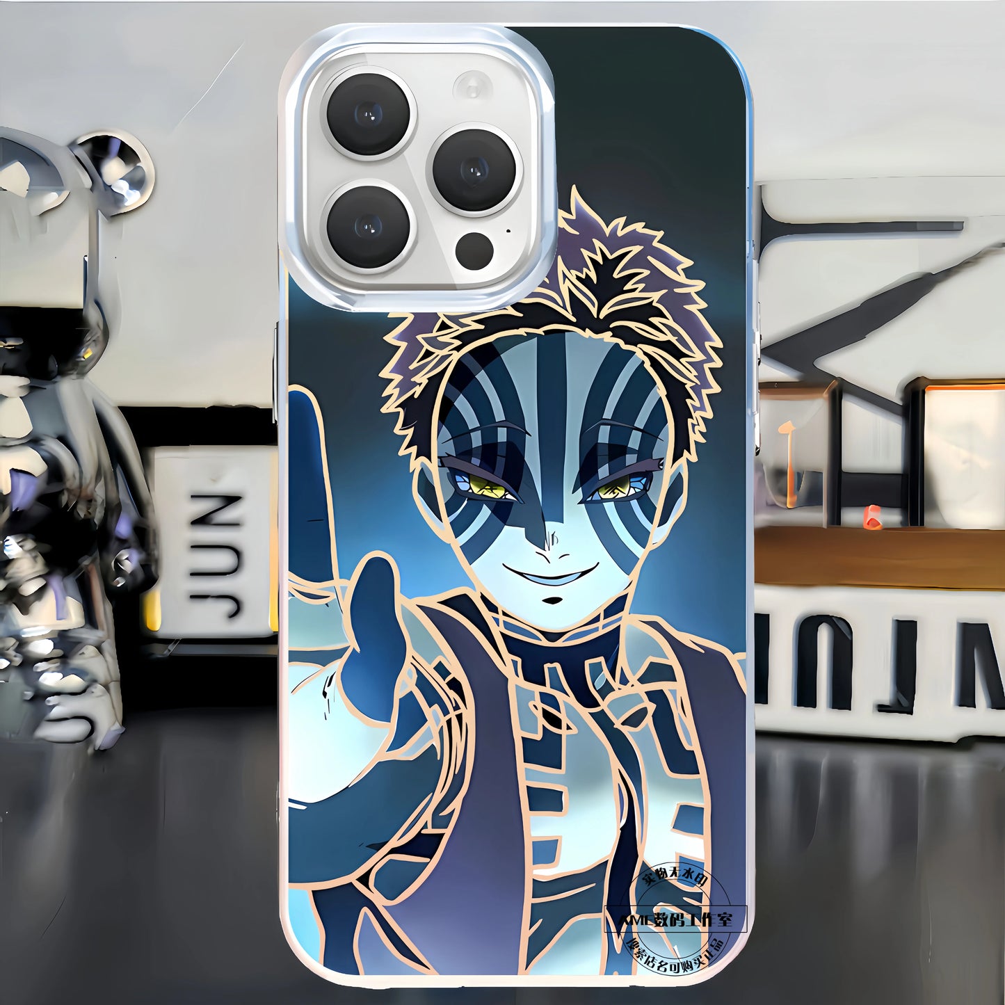 The second-dimensional mobile phone case, the blade of ghost destruction, gathers the national edge, a black death, and the nest seat is suitable for iphone16 Apple.