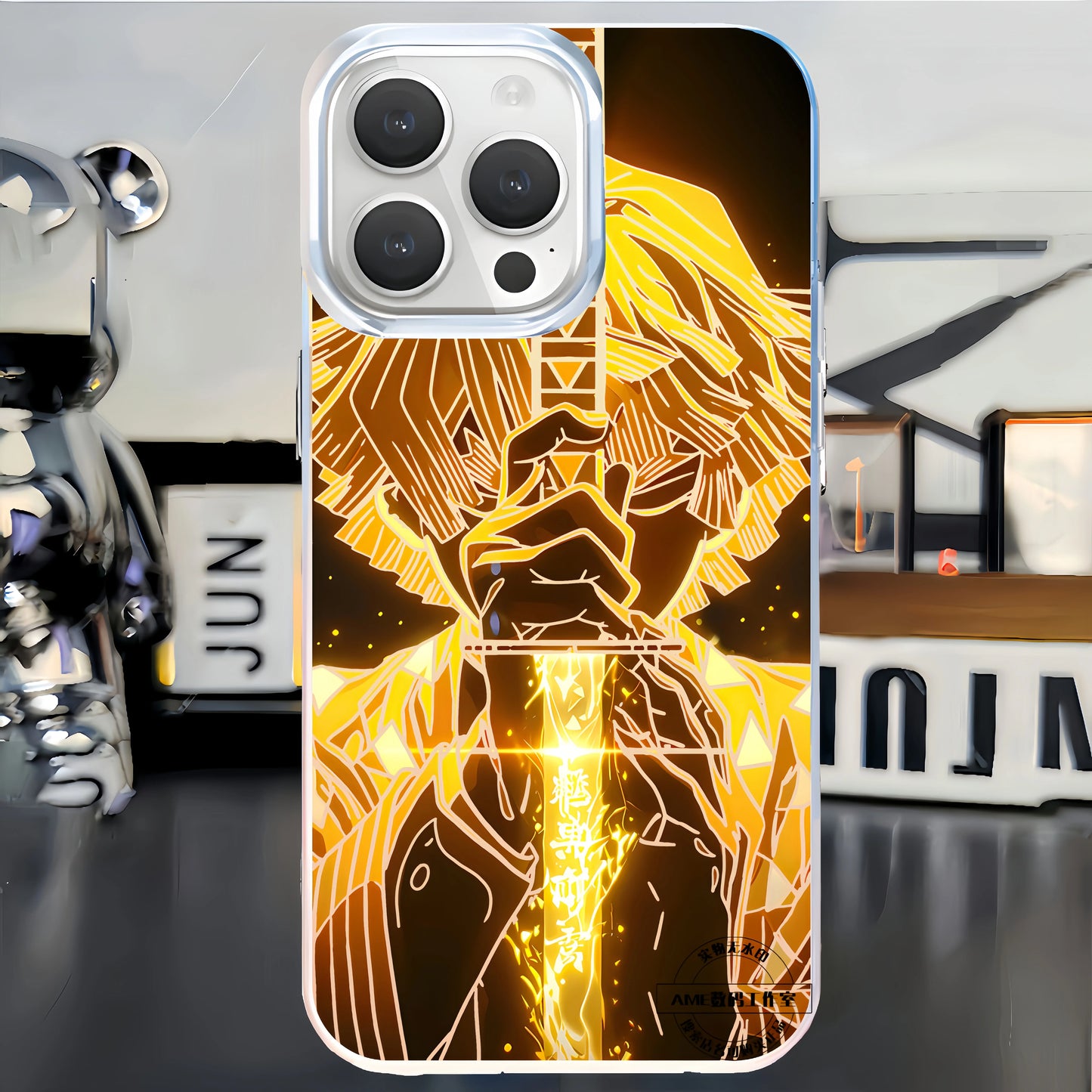 The second-dimensional mobile phone case, the blade of ghost destruction, gathers the national edge, a black death, and the nest seat is suitable for iphone16 Apple.