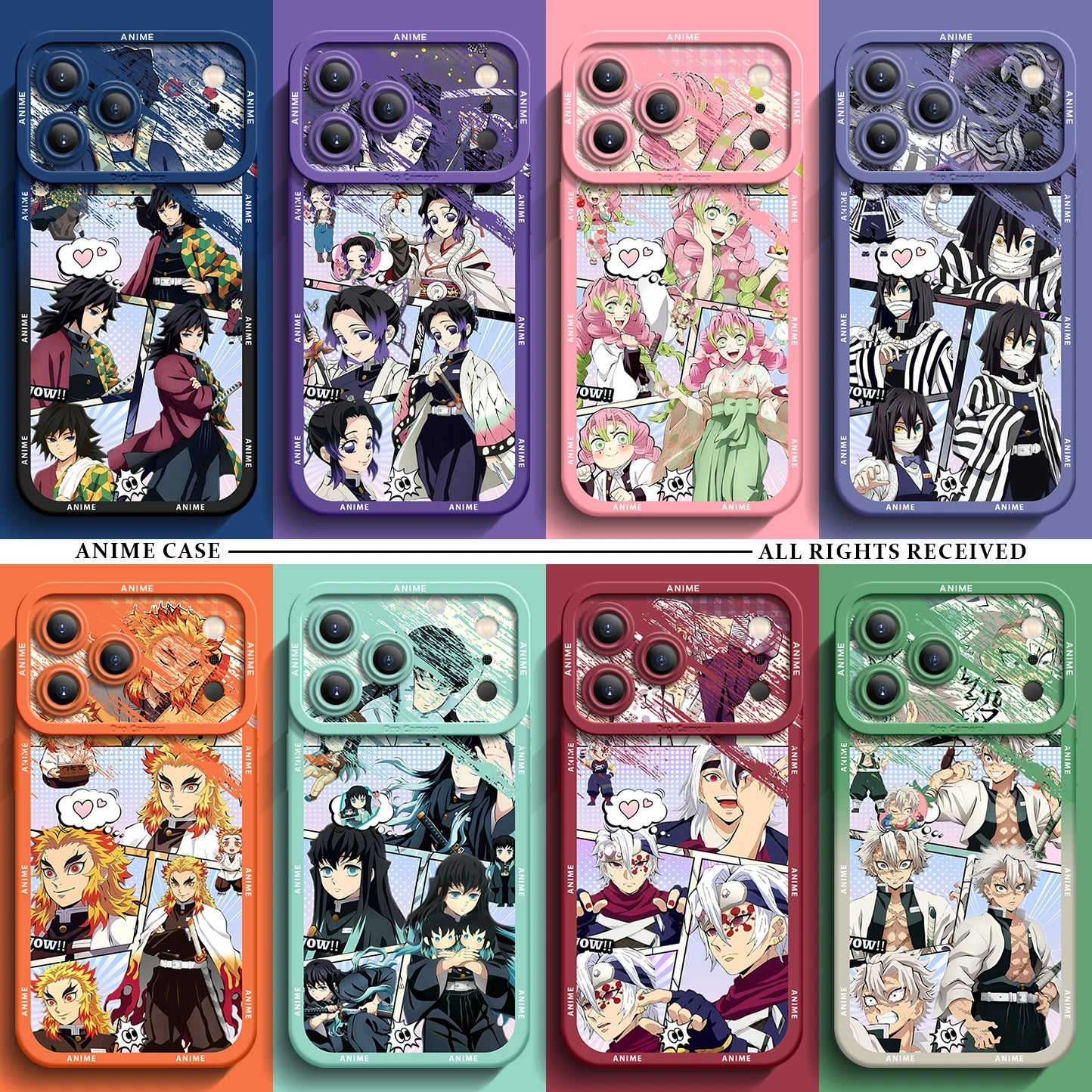 Applicable to Apple 17Pro mobile phone case All-inclusive anti-drop iPhone17Promax Ghost Extermination Blade Nine Pillars 17air Cartoon Animation Protective Case 16 Silicone will not hit the case 15 Boys' new 14