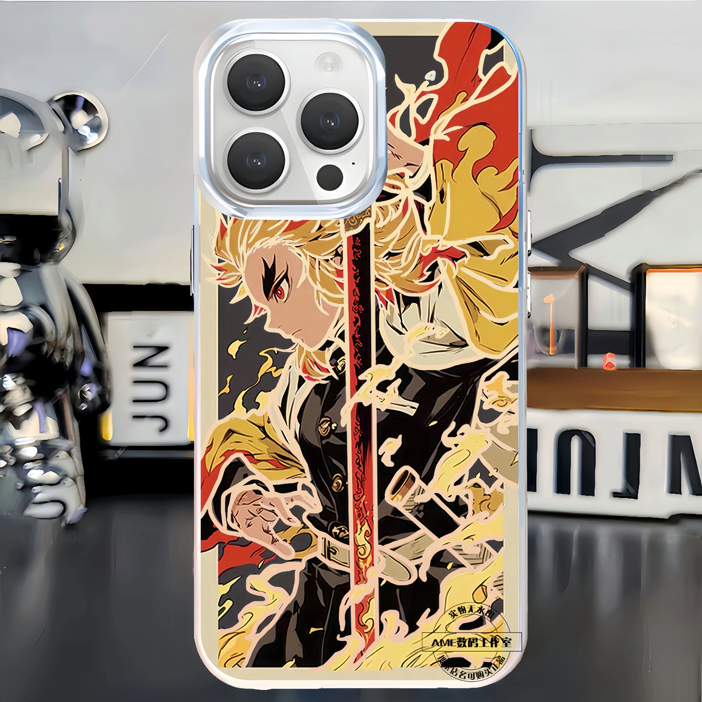 The second-dimensional mobile phone case, the blade of ghost destruction, gathers the national edge, a black death, and the nest seat is suitable for iphone16 Apple.
