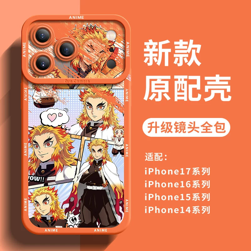 Applicable to Apple 17Pro mobile phone case All-inclusive anti-drop iPhone17Promax Ghost Extermination Blade Nine Pillars 17air Cartoon Animation Protective Case 16 Silicone will not hit the case 15 Boys' new 14