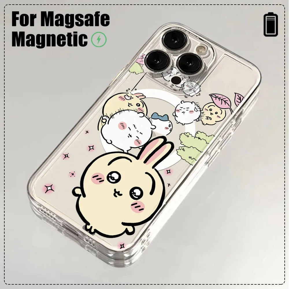 Chiikawas Hachiwares Usagi For Magesafe Magnetic Phone Case for iPhone 16 15 14 Plus 13 12 Mini 11 Pro Max X Xs XR 8 7 SE Cover