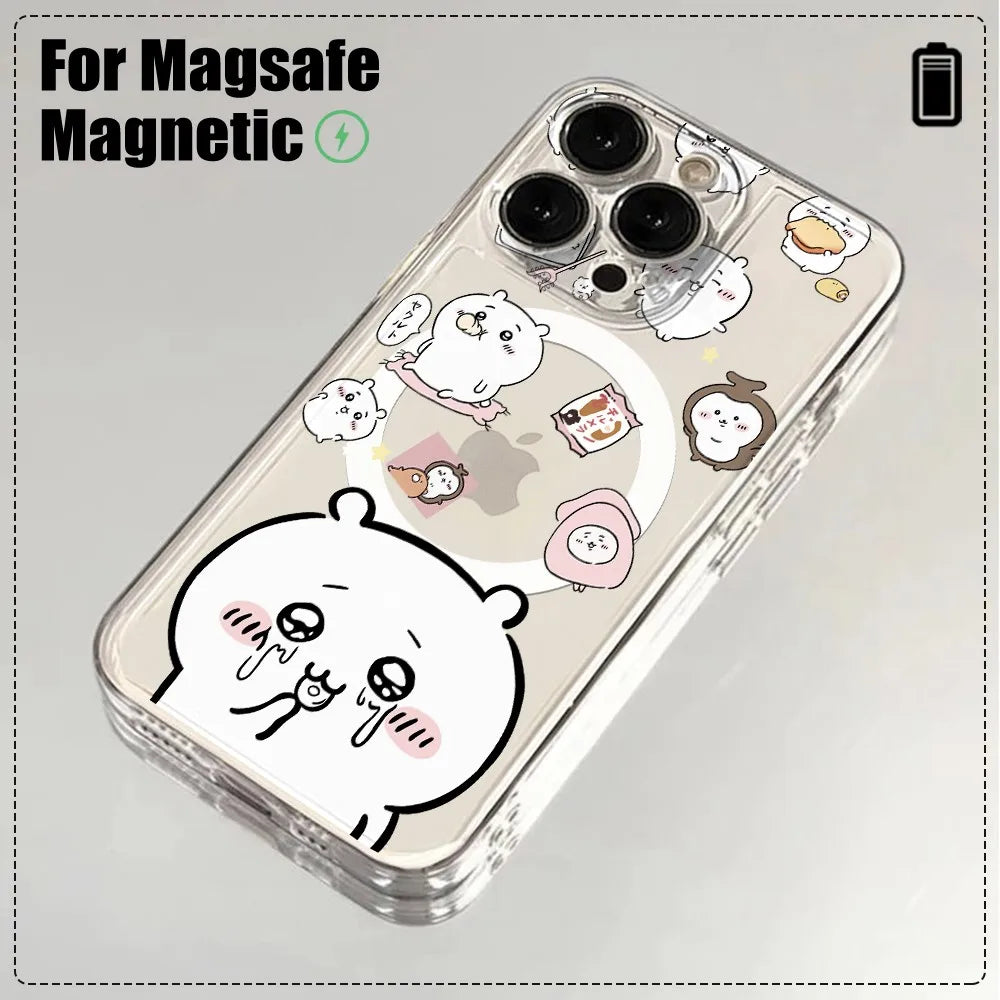 Chiikawas Hachiwares Usagi For Magesafe Magnetic Phone Case for iPhone 16 15 14 Plus 13 12 Mini 11 Pro Max X Xs XR 8 7 SE Cover