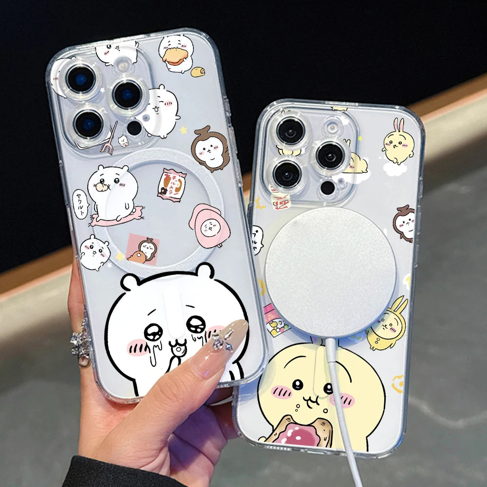 Chiikawas Hachiwares Usagi For Magesafe Magnetic Phone Case for iPhone 16 15 14 Plus 13 12 Mini 11 Pro Max X Xs XR 8 7 SE Cover