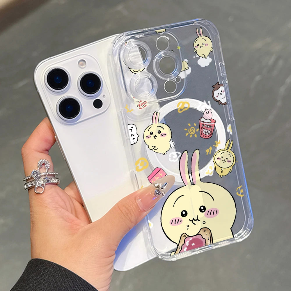 Chiikawas Hachiwares Usagi For Magesafe Magnetic Phone Case for iPhone 16 15 14 Plus 13 12 Mini 11 Pro Max X Xs XR 8 7 SE Cover