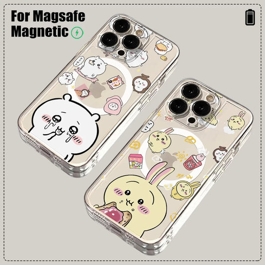 Chiikawas Hachiwares Usagi For Magesafe Magnetic Phone Case for iPhone 16 15 14 Plus 13 12 Mini 11 Pro Max X Xs XR 8 7 SE Cover
