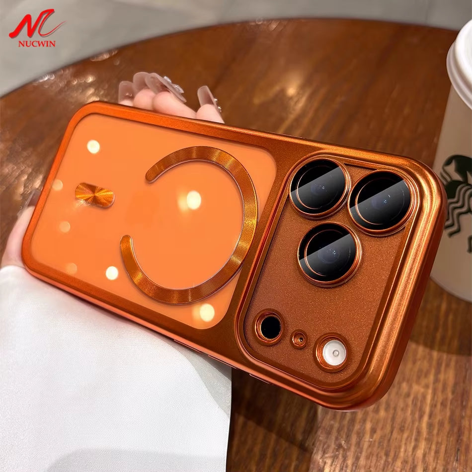 For Iphone17 Luxury Transparent Plating for Magsafe Case for Iphone 17 Pro Max 17Pro Air Original Soft TPU Lens Protector Cover