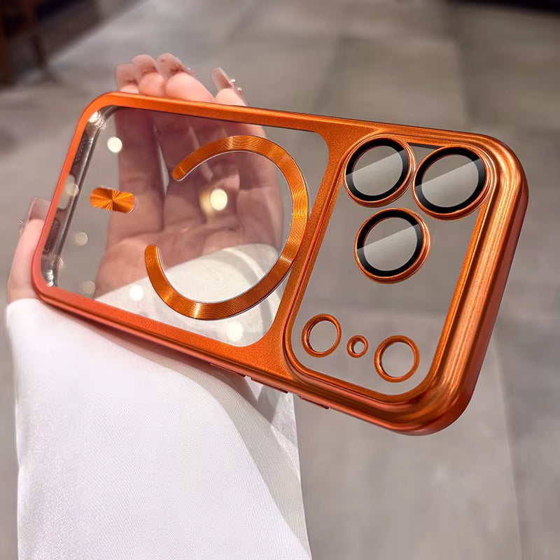 For Iphone17 Luxury Transparent Plating for Magsafe Case for Iphone 17 Pro Max 17Pro Air Original Soft TPU Lens Protector Cover